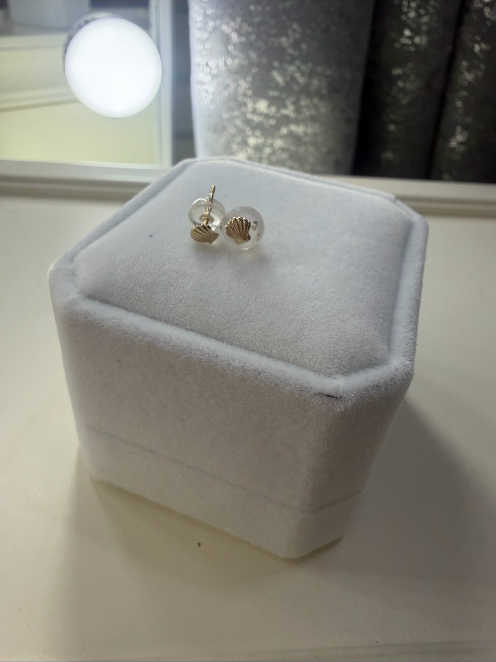 14k gold mini shell earrings